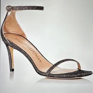 Stuart Weitzman Black Glitter Heels